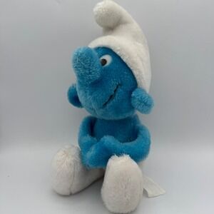 1981 Ganz Bros Smurf Plush‎ Toy Vintage Blue White Made in Korea Wallace Berrie